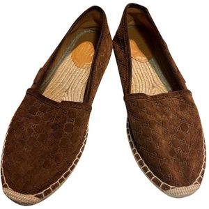 Gucci Suede Softy Mirco GG Nut Brown Espadrilles